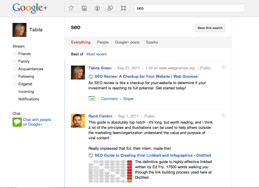 Gnome Likes - Google+ Search example Gnome Likes - Google+ Search example